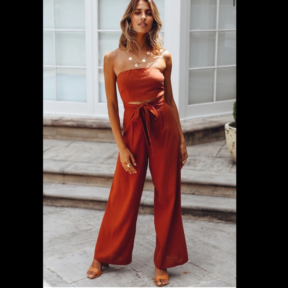 Hello Molly Pop Records Jumpsuit Rust XS NWT